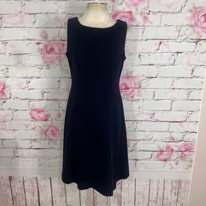 Talbots sleeveless navy blue a-line jersey work dress